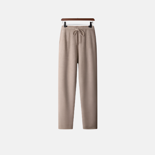 Beige Merino Ull Sweatpants
