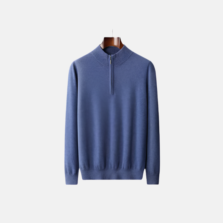 Blå Merino Ull Half Zip