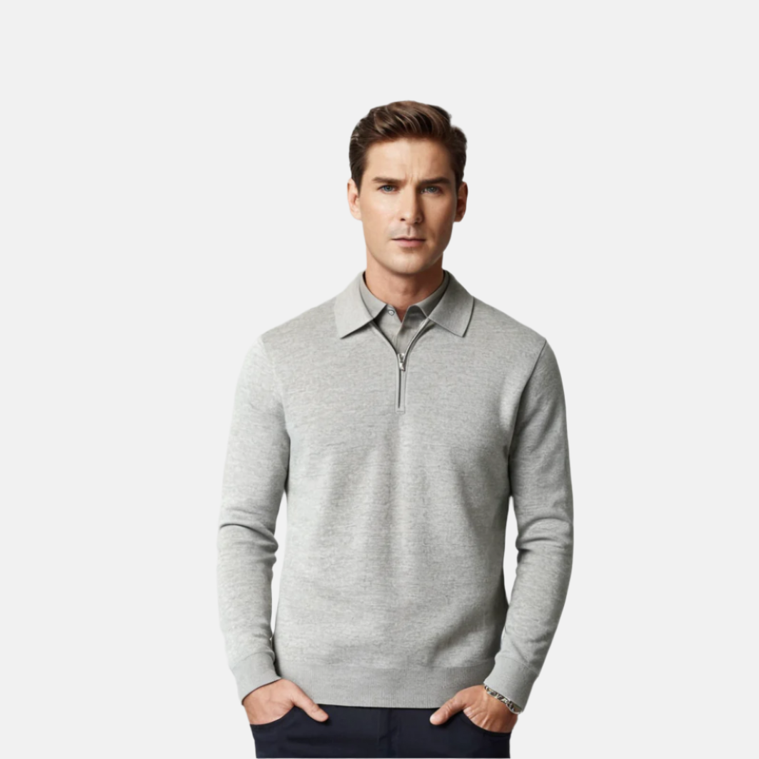 Merino Ull Polo Quarter Zip