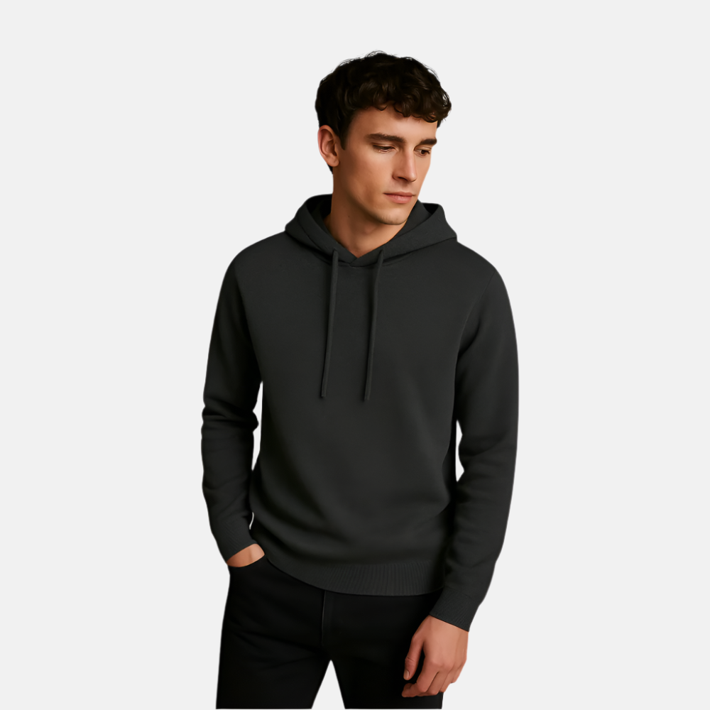 Mørk Grå Merino Ull Hoodie