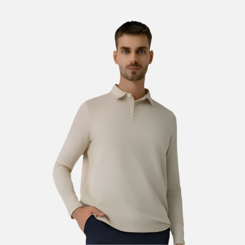 Polo Langarm Beige