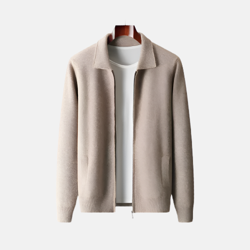 Beige Polo Ull Zip Jakke