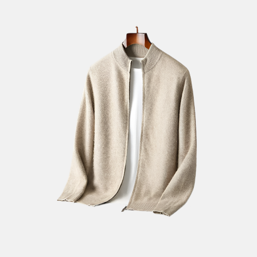 Merino Ull Full Zip Beige