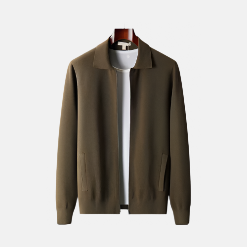 Oliven Polo Ull Zip Jakke