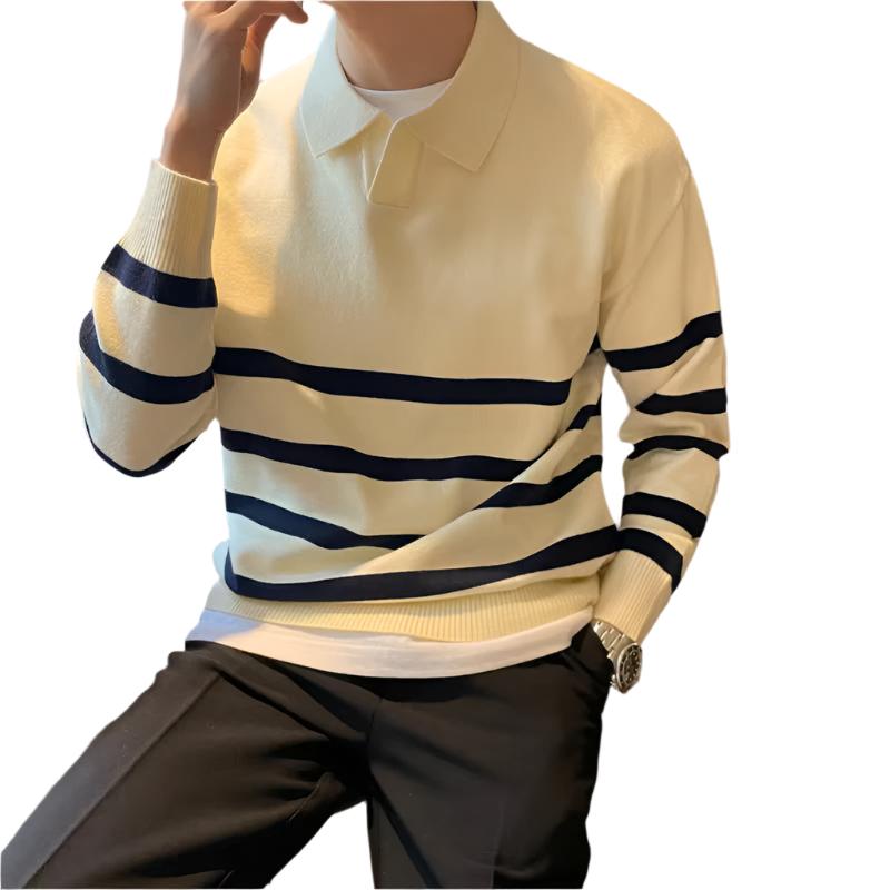 Stripet Polo Genser