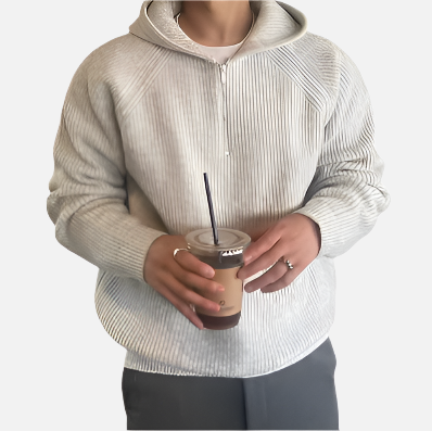 Kapuzenjacke mit halbem Reißverschluss