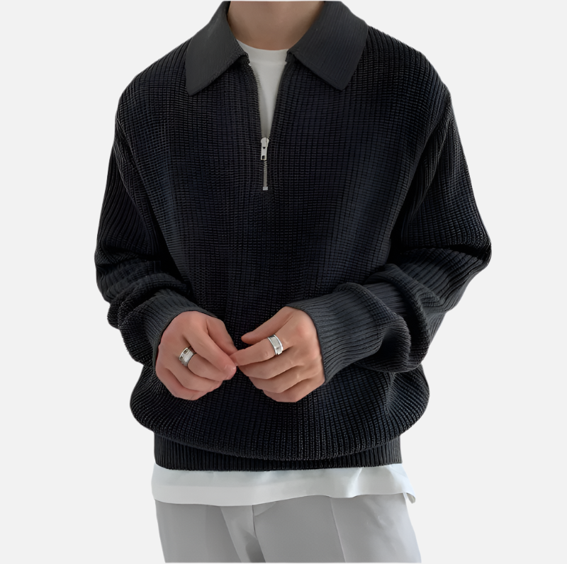 Polo-Pullover mit halbem Reißverschluss