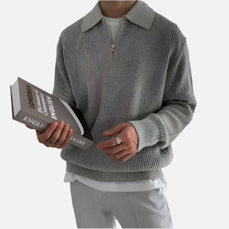 Polo-Pullover mit halbem Reißverschluss