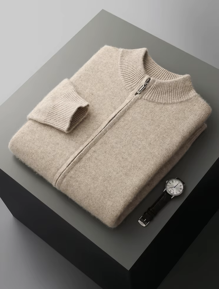 Merino Ull Full Zip Beige