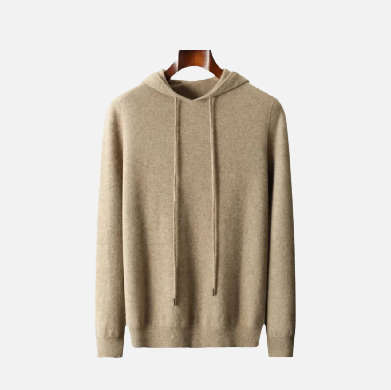 Beige Merino Ull Hoodie