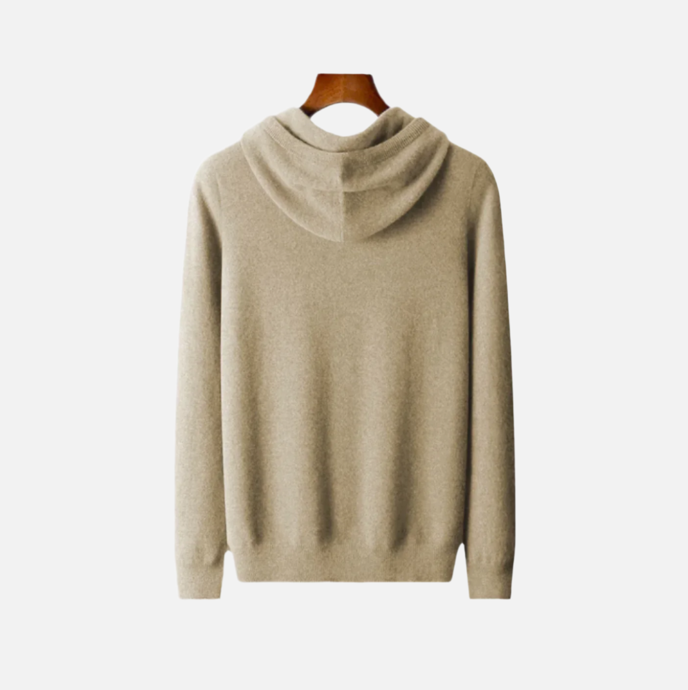 Beige Merino Ull Hoodie