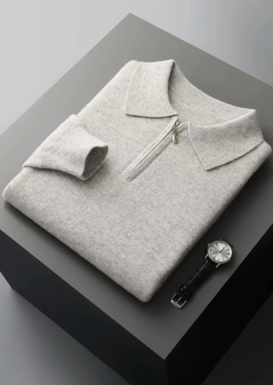 Merino Ull Polo Quarter Zip